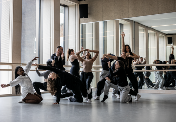 Group of higher education students in a dance studio
