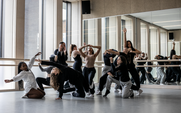 Group of higher education students in a dance studio